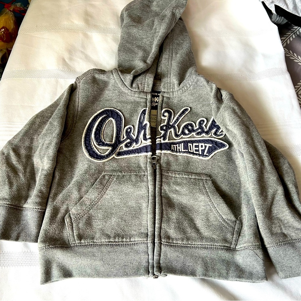 Boys OshGosh grey zippered hoodie size 2